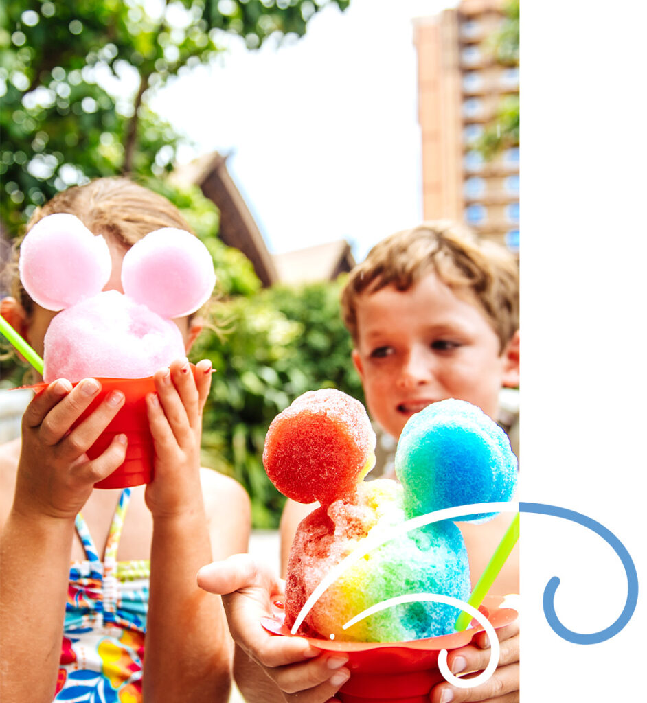 Kids enjoying Disney snocones